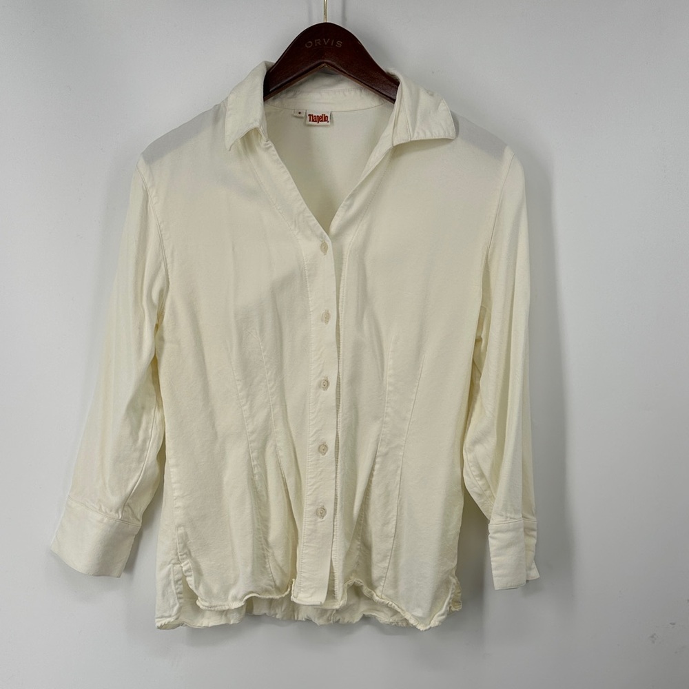 Tianello Cream Button-Down Suzy Shirt Tencel Rayon